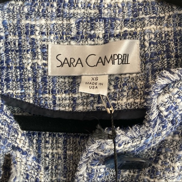 NWT Sara Campbell Blue Button Down Tweed Shirt Jacket XS - Picture 3 of 9